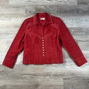Live a Little Red Suede Leather Snap Jacket XL